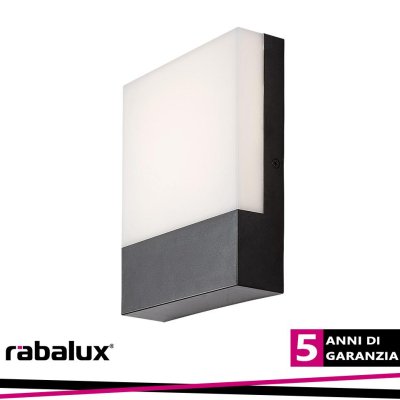 GIMONE, OUTDOOR WALL LAMP, BLACK PLASTIC LAMP WITH WHITE PLA