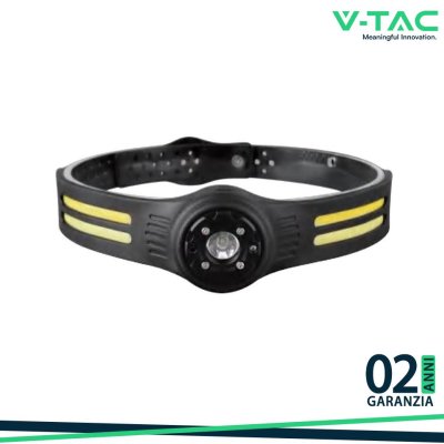 TORCIA LED COB FRONTALE 3W CON CINTURA E BATTERIA RICARICABILE USB C IP44