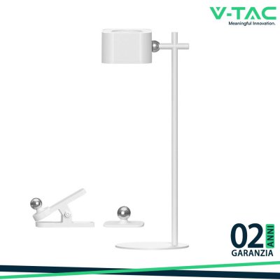 LAMPADA LED DA TAVOLO MAGNETICA 3W CON BATTERIA RICARICABILE USB C COLORE BIANCO TOUCH DIMMERABILE 3IN1