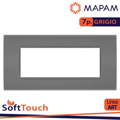 PLACCA SOFT-TOUCH ART-T1 7P 8007ST-8 GRIGIO  BTICINO LIVING ( LGT ) COMPATIBILE
