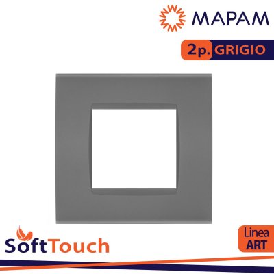 PLACCA SOFT-TOUCH ART-T1 2P 8002ST-8 GRIGIO BTICINO LIVING ( LGT ) COMPATIBILE