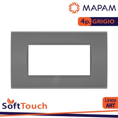 PLACCA SOFT-TOUCH ART-T1 4P 8004ST-8 GRIGIO BTICINO LIVING ( LGT ) COMPATIBILE