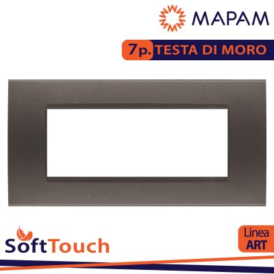 PLACCA SOFT-TOUCH ART-T1 7P 8007ST-4 TESTA DI MORO BTICINO LIVING ( LGT ) COMPATIBILE