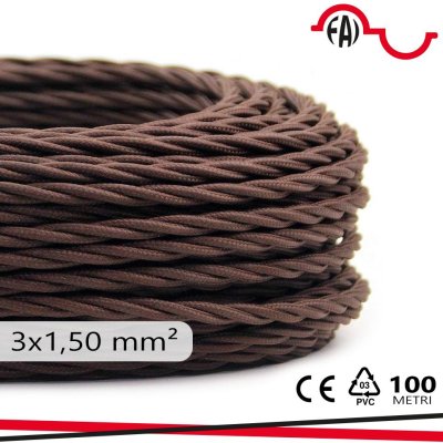 CAVO SETA DOPPIO ISOL. 3X1.50  MARRONE
