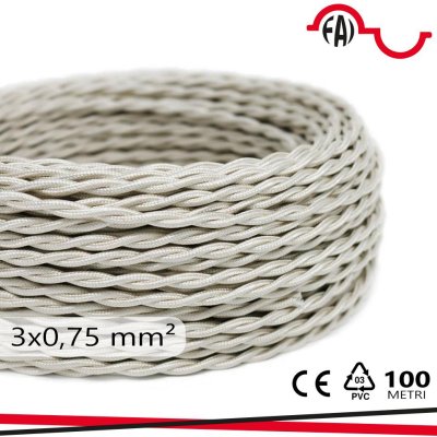 CAVO SETA DOPPIO ISOL. 3X0.75MM AVORIO