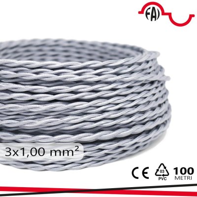 CAVO SETA DOPPIO ISOL. 3X1MM   ARGENTO