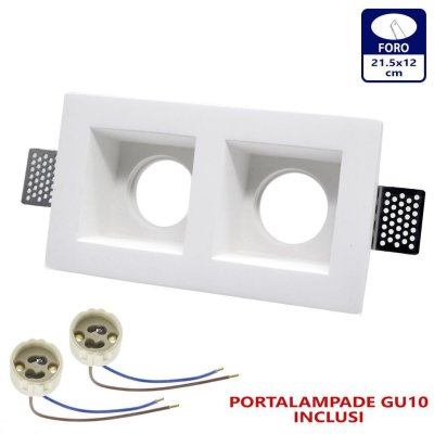 PORTAFARETTO INCASSO IN GESSO  RETTANGOLARE 2 PORTALAMP INCL