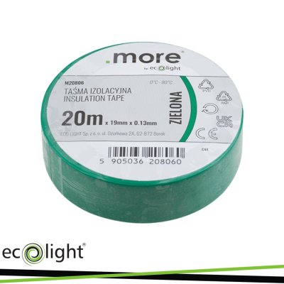 NASTRO ISOLANTE 19MM X 0,13MM  VERDE 20M