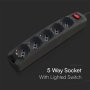 1.5M EXTENSION SOCKET WITH 1 SWITCH (POLYBAG+CARD)5 PIN - BL