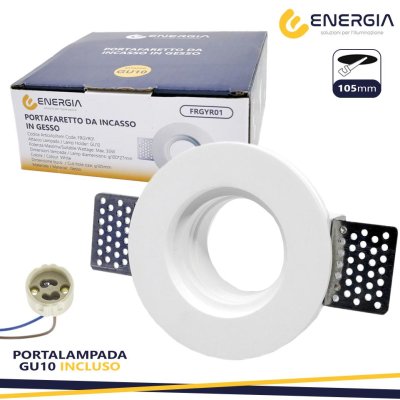 PORTAFARETTO IN GESSO D.100MM  ROTONDO GU10 INCLUSA