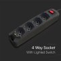 1.5M EXTENSION SOCKET W/ 1 SWITCH (POLYBAG+CARD) 4 PIN - BLA