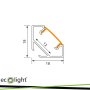 PROFILO ANODIZZATO ANGOLARE R02 + PARALUME OPALINO 2MT