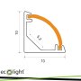 PROFILO ANODIZZATO ANGOLARE RW02 + PARALUME OPALINO 2MT