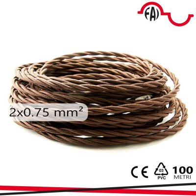TRECCIA SETA 2X0.75MM MARRONE