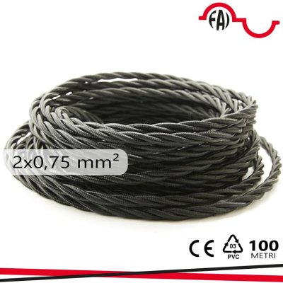 TRECCIA SETA 2X0.75MM NERO
