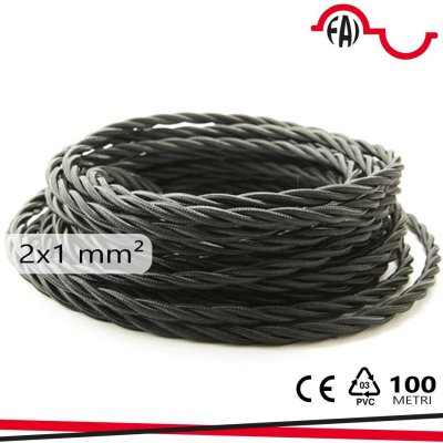 TRECCIA SETA 2X1MM NERO