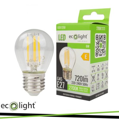 FILAMENTO PALLA DA GOLF G45 6W E27 2700K 720LM