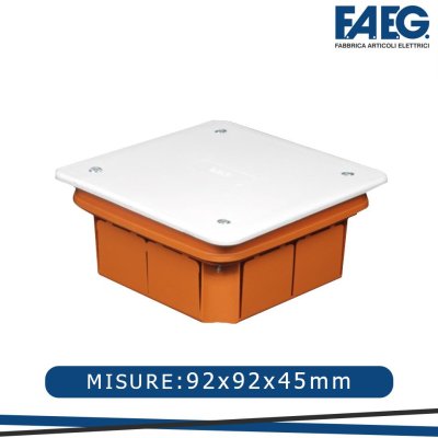 CASSETTA DI DERIVAZIONE DA INCASSO C/COPERCHIO 92X92X45