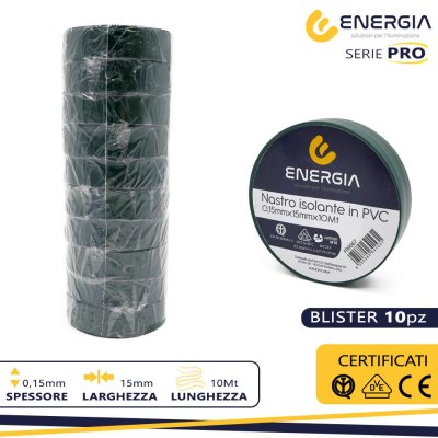 NASTRO ISOLANTE IN PVC 15MMX10MT VERDE IMQ VDE