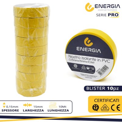 NASTRO ISOLANTE IN PVC 15MMX10MT GIALLO IMQ VDE