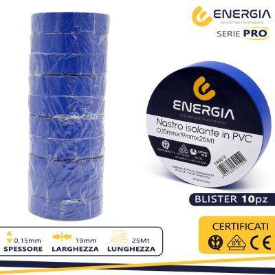 NASTRO ISOLANTE IN PVC 19MMX25MT BLU IMQ VDE