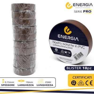 NASTRO ISOLANTE IN PVC 19MMX25MT MARRONE IMQ VDE
