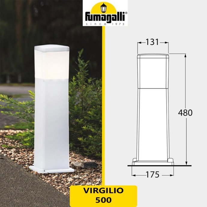 Paletto Esterno Fumagalli Virgilio 500 Bianco - con lampada E27 CCT 8,5w