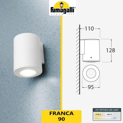 FRANCA 90 1L WALL BIANCO SATIN GU10 3,5W CCT