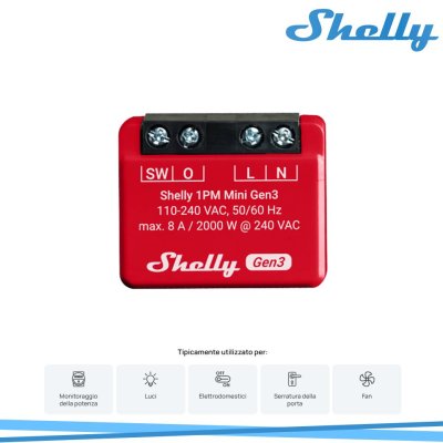 SHELLY MINI 1PM GEN3 8A AC CON MISURAZIONE CONSUMI