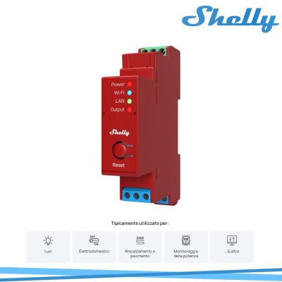 SHELLY PRO 1PM 16A AC DIN CON  MISURAZIONE CONSUMI