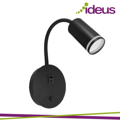 ZULA WALL GU10 BLACK CON USB A+C 2A