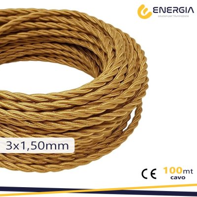 TRECCIA SETA ORO NOCE 3X1,5MM