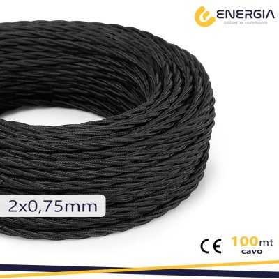 TRECCIA SETA NERA 2X0,75MM
