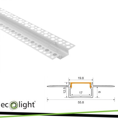 GPS02 PROFILO BIANCO DA INCASSO + COVER TRASPARENTE 2MT