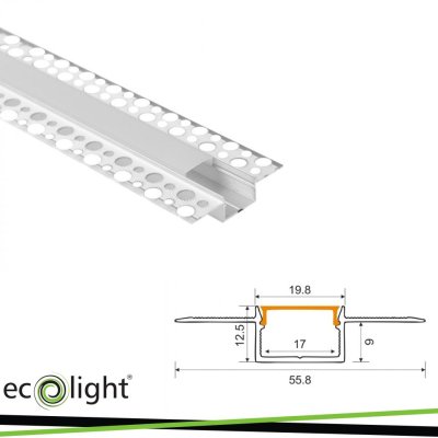 PROFILO DA INCASSO GPS02, ANODIZZATO + PARALUME SATINATO 2MT