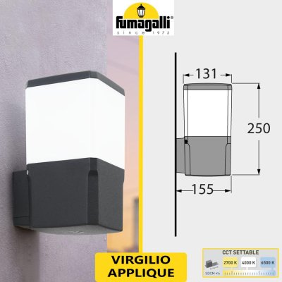 VIRGILIO APPLIQUE NERO E27 LED 8,5W CCT