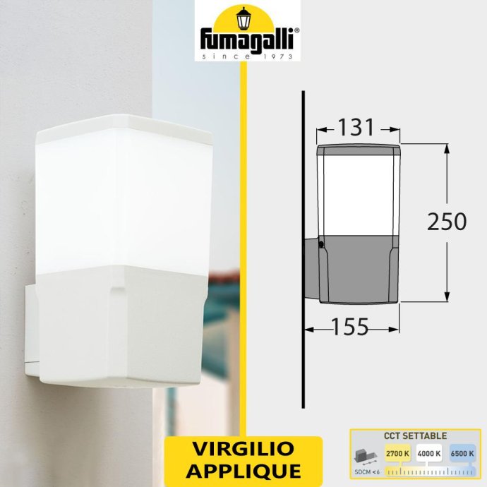 Applique Fumagalli Virgilio Bianco - con lampada E27 CCT 8,5w