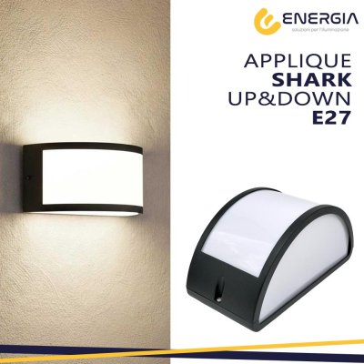 APPLIQUE SHARK IP54 E27 NERO