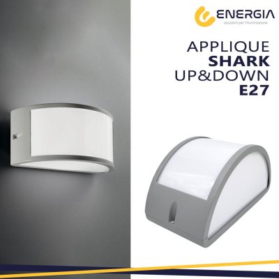 APPLIQUE SHARK IP54 E27 GRIGIO