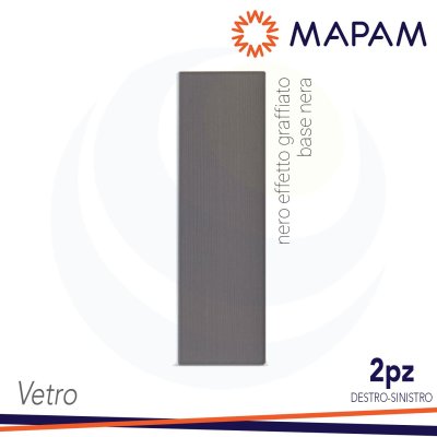 PLACCA DUE ELEMENTI VETRO ZEN BASE NERA EFFETTO NERO GRAFFIA - CONFEZIONE DA 2PZ