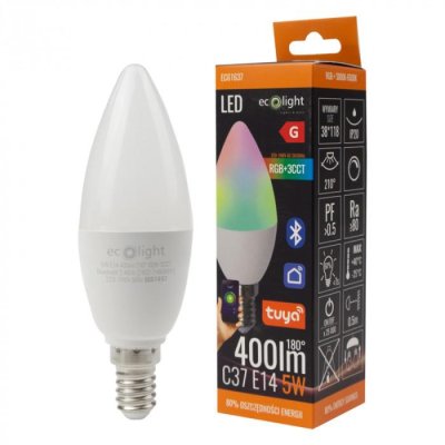 LAMPADINA LED E14 C37 5W RGB+CCCT TUYA SMART BLUETOOTH