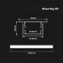 MOUNTING KIT WITH DIFFUSER FOR LED STRIP RECESSED 2000*15*10