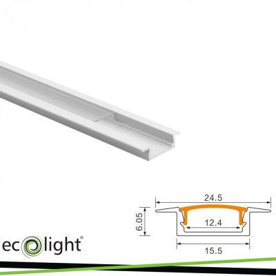 PROFILO DA INCASSO P02 BIANCO + COVER TRASPARENTE 2MT
