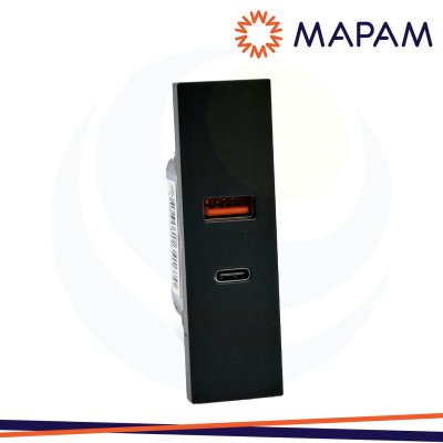DOPPIA PRESA USB A+C NERO      LINEA ZEN