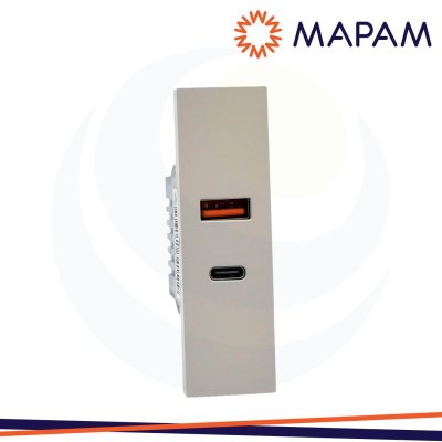 DOPPIA PRESA USB A+C SABBIA    LINEA ZEN
