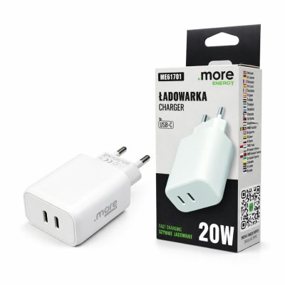 CARICATORE USB-C DA 20W CON 2  PORTE  BIANCO
