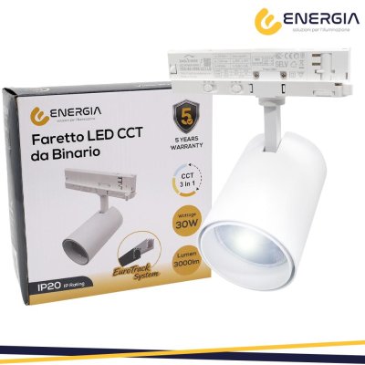 PROIETTORE TRACK 4LINEE 30W CCT CRI>90 BIANCO GARANZIA 5ANNI