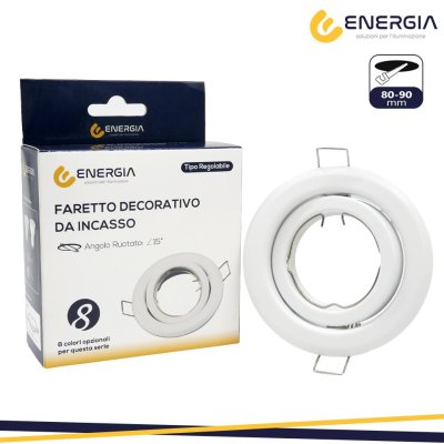 FARETTO INCASSO GU10 BIANCO ORIENTABILE FORO DA 80-90MM