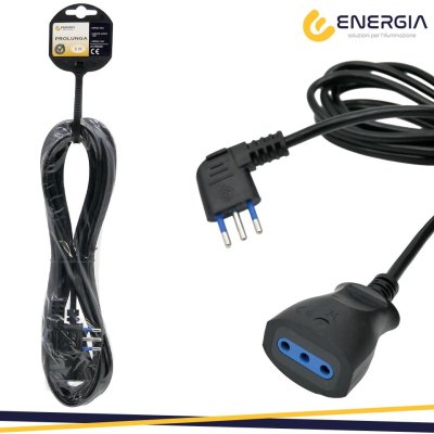 PROLUNGA NERA 5MT SPINA/PRESA  10A CAVO 1MM