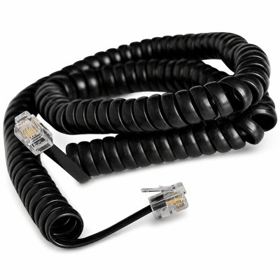 PROLUNGA TELEFONICA A SPIRALE  NERA 2MT 4P4C RJ11